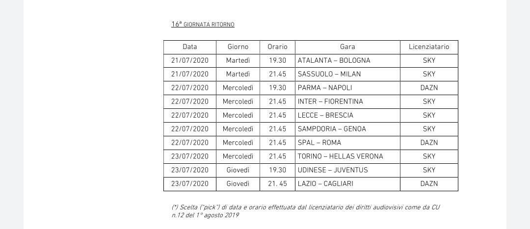 Calendario Serie A