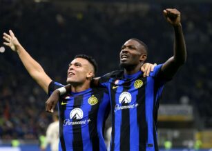 Lautaro Martinez e Thuram esultano insieme