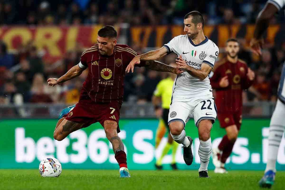 Pellegrini e Mkhitaryan in azione in Roma-Inter